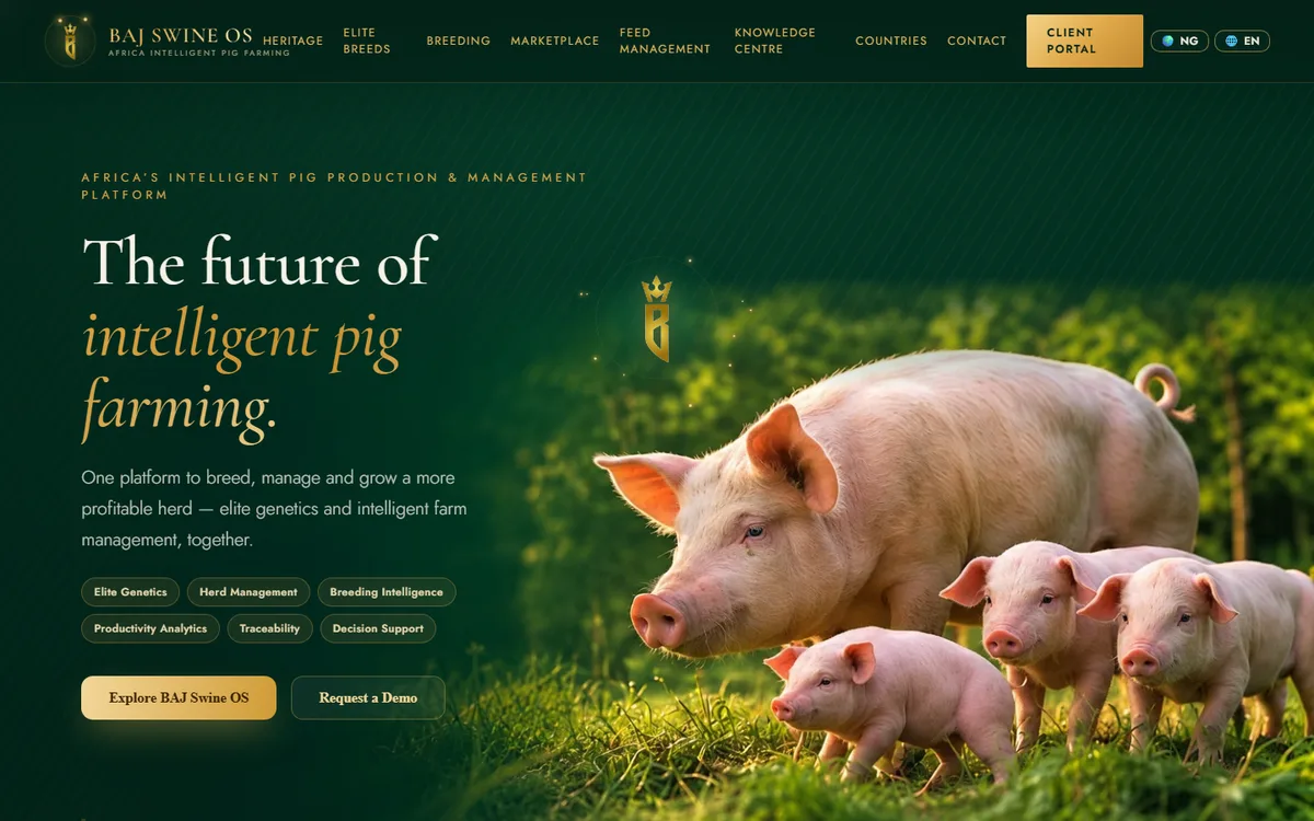 BAJ SWINE OS public homepage — The future of intelligent pig farming
